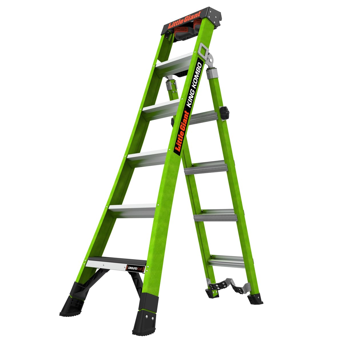 Little Giant Ladders, King Kombo 2.0 XT, Industrial, M6, 6 Ft. A Frame, 10 Ft. Extension, Fiberglass, Type 1AA, 375 lbs Weight Rating, (13936-071), Hi-viz Green