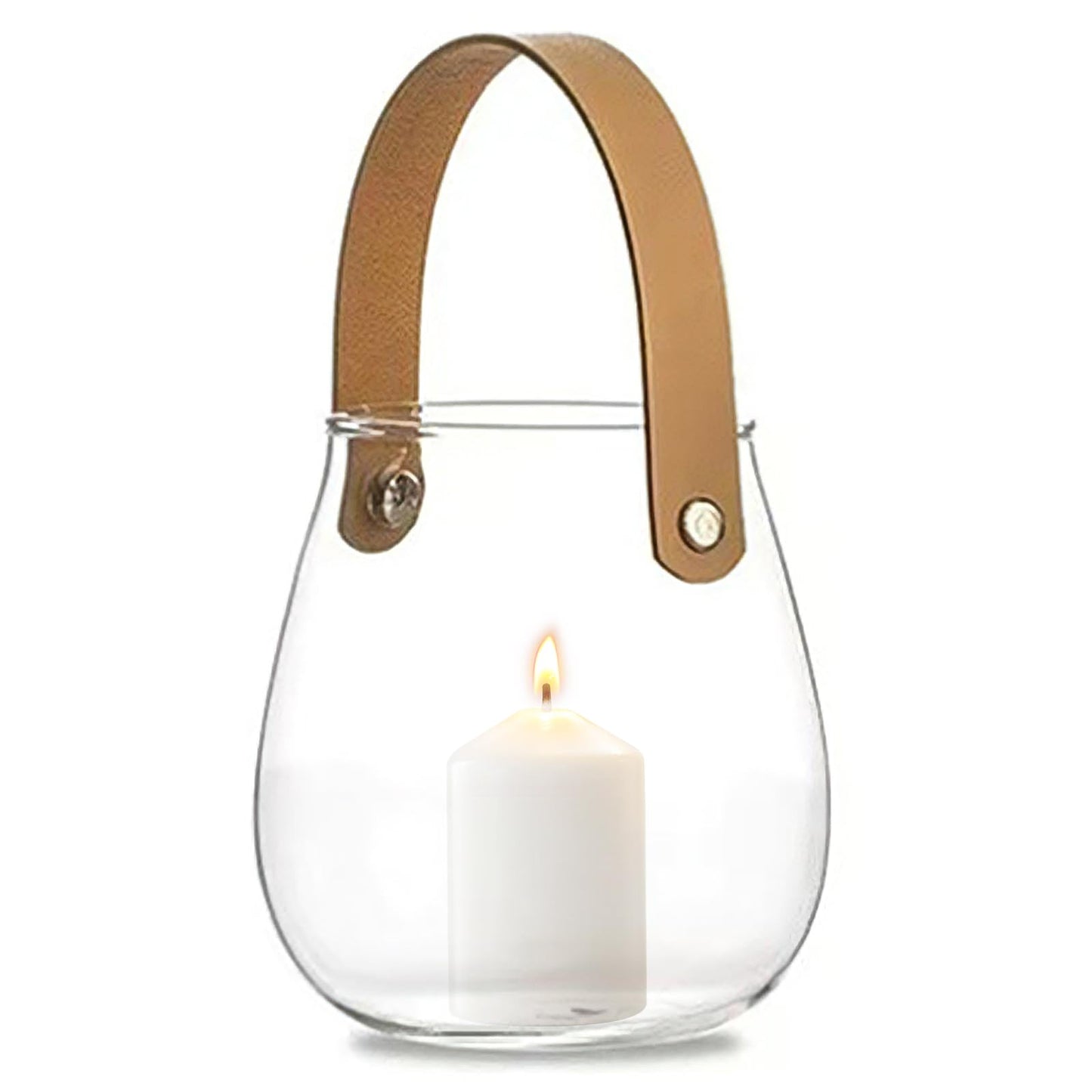 Aguoqwen Hanging Candle Holder with Leather Handle, 1 PCS Clear Glass Tea Light Holders, Small Table Centerpieces Wedding Decor Party Dinner Home Decorations Festivals Christmas