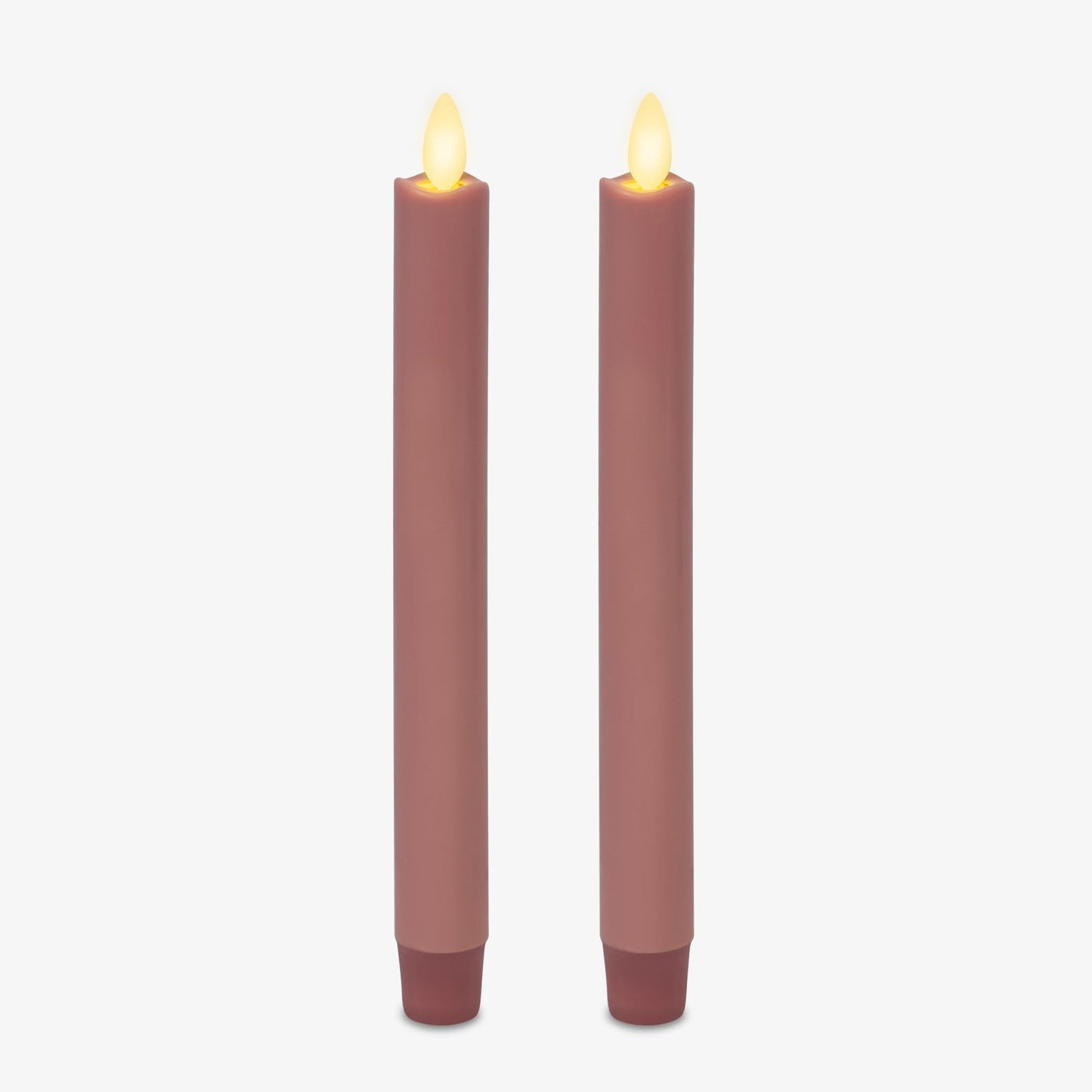 Luminara - Flameless Battery Operated Taper Candle - Rose Tan - Pack of 2-1x9.75 - LED Flickering Flame - Realistic Safe for Home Kids and Pets