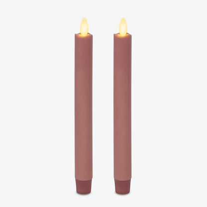 Luminara - Flameless Battery Operated Taper Candle - Rose Tan - Pack of 2-1x9.75 - LED Flickering Flame - Realistic Safe for Home Kids and Pets