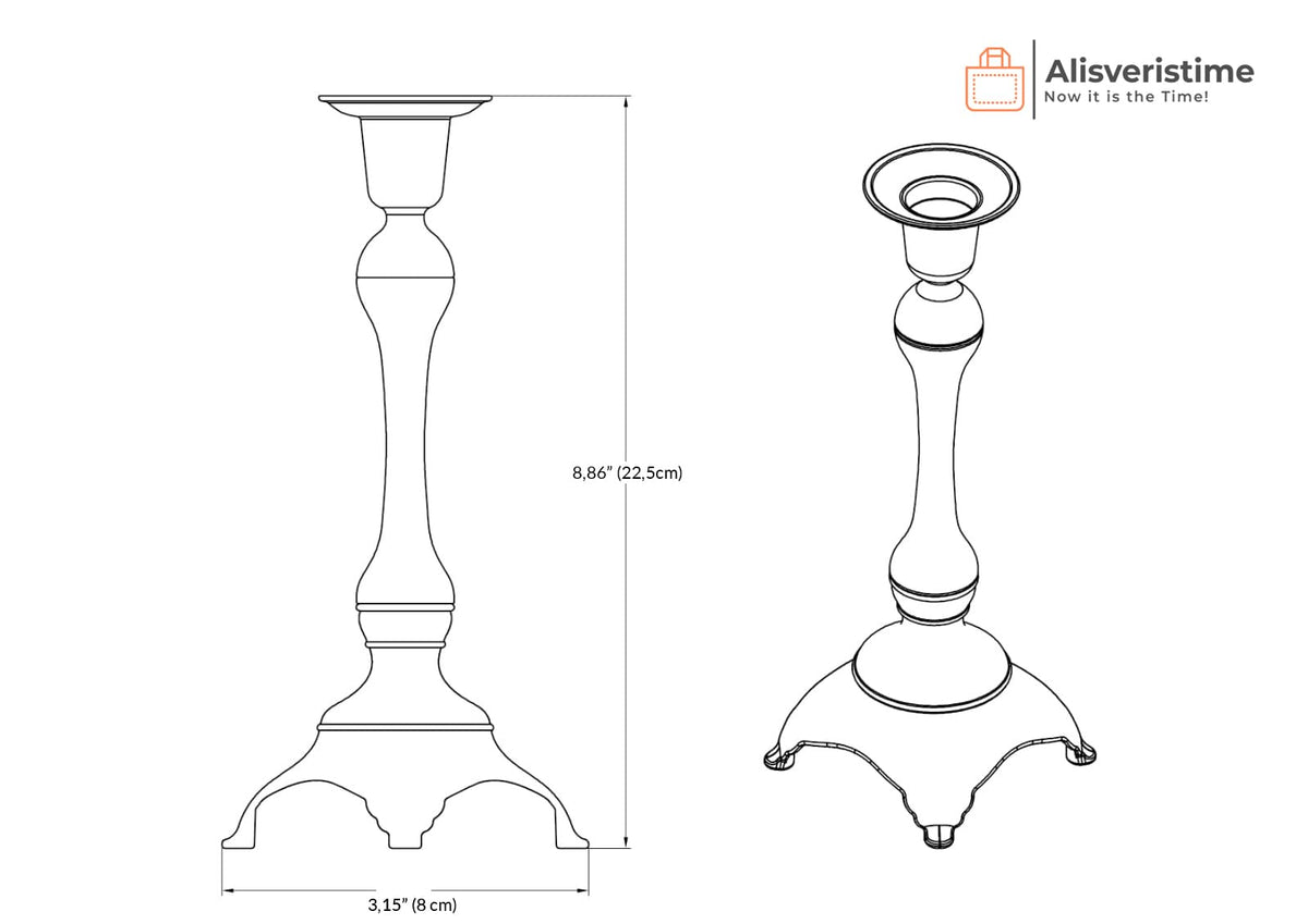 Alisveristime 2-Piece Candle Holder Set - Medium Size Decorative Zamac Candlesticks for Elegant Home Decor (Gold & Silver) (Gold)
