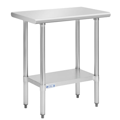 Hally Stainless Steel Table for Prep & Work 30 x 18 Inches, NSF Commercial Heavy Duty Table with Undershelf and Galvanized Legs for Restaurant, Home and Hotel