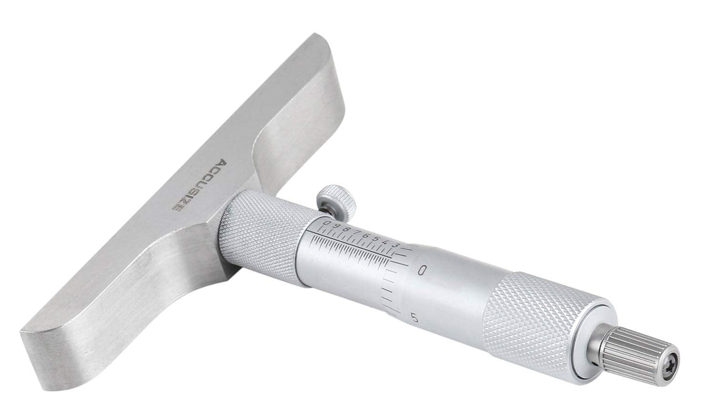 Accusize Industrial Tools 0-6'' by 4'' Base Depth Micrometer, 0.001'' Resolution, 6 Rods, 2025-4201