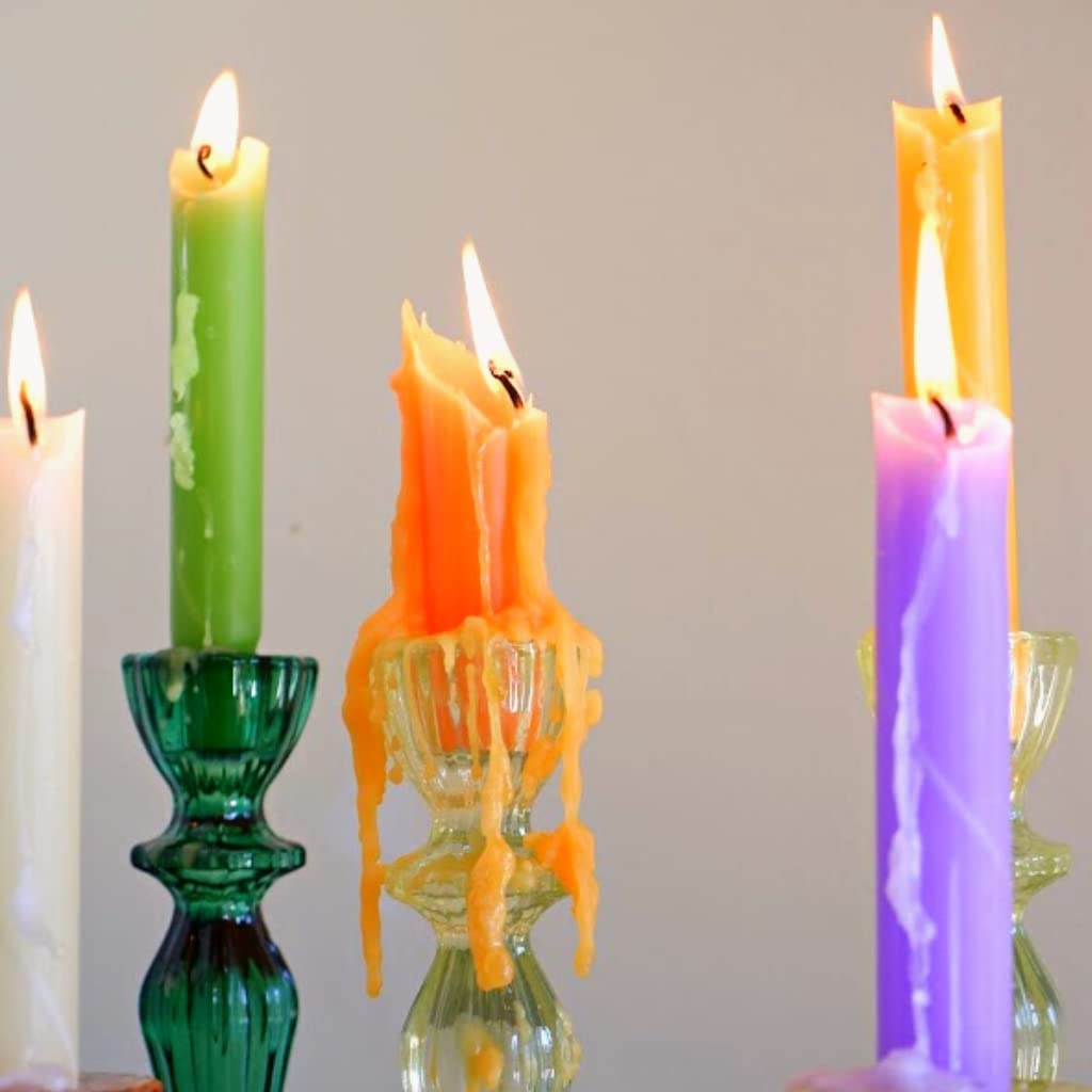Candlestock Hippie Drippy Drip Candles - Pack of 6 Dripping Tapers - Wine Bottle Melting Candles (Multi Pack (Red, Yellow, Blue, Turquoise, Purple, Pink))