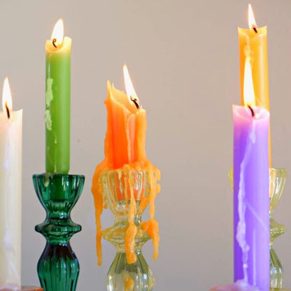Candlestock Hippie Drippy Drip Candles - Pack of 6 Dripping Tapers - Wine Bottle Melting Candles (Multi Pack (Red, Yellow, Blue, Turquoise, Purple, Pink))