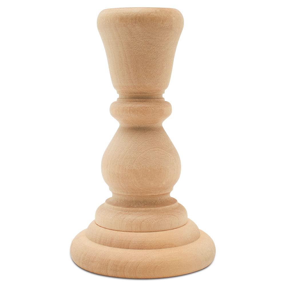Mini Wood Candle Holders, 4 Inch Wooden Candlestick Holders with 7/8 Inch Hole, Set of 4 Unfinished Wooden Candle Holders, Farmhouse Rustic Candle Holder for Crafts, Decorating and Painting