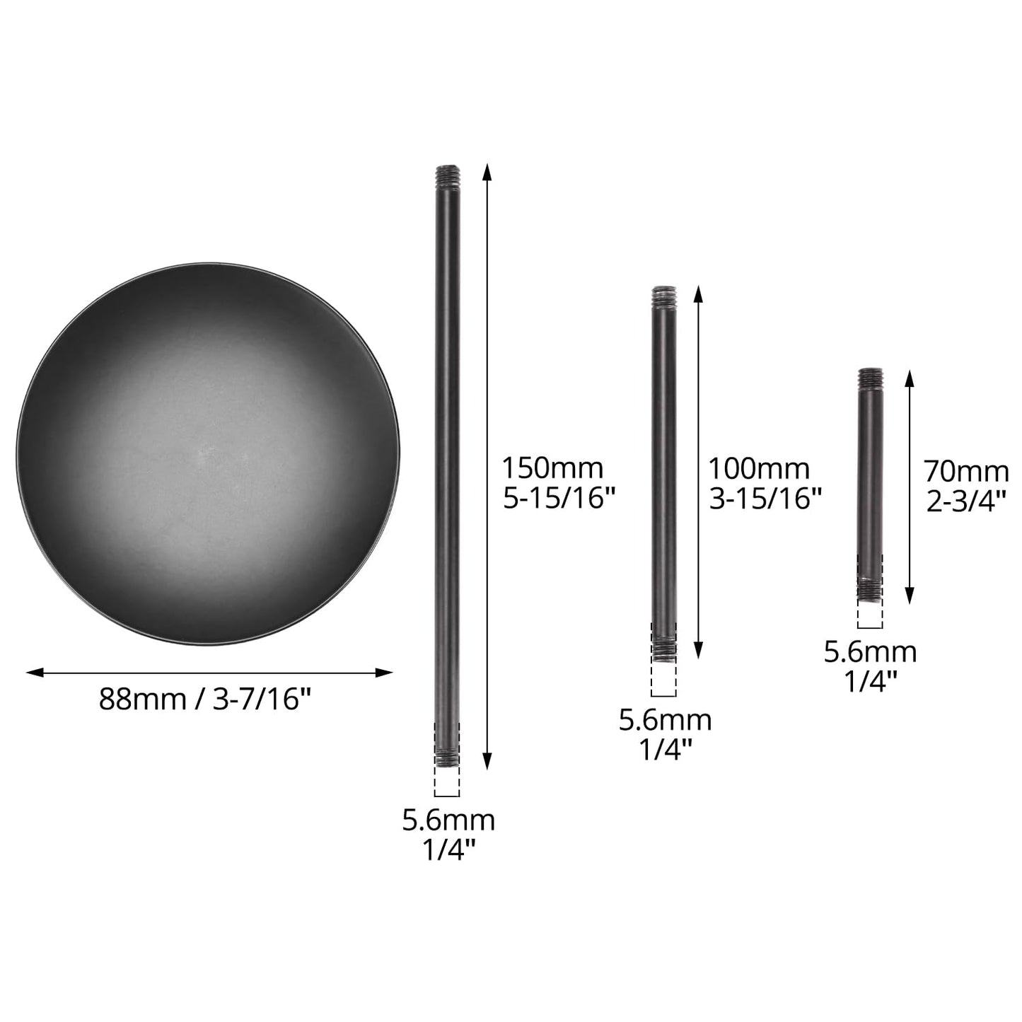 QWORK Elegant Black 3 Pillar Candle Holders Stand, Sturdy Metal Wrought Iron Centerpieces with Matte Finish, 2 Set