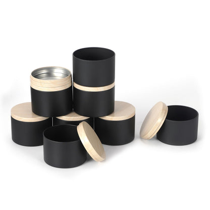 SONVIIBOX 24 PCS 8oz Candle Tins, Black tins with Wood-Grain Metal lids,Candle Jars for Making Candles Bulk,8oz Candle Jars,Tin Jars for Candle Making