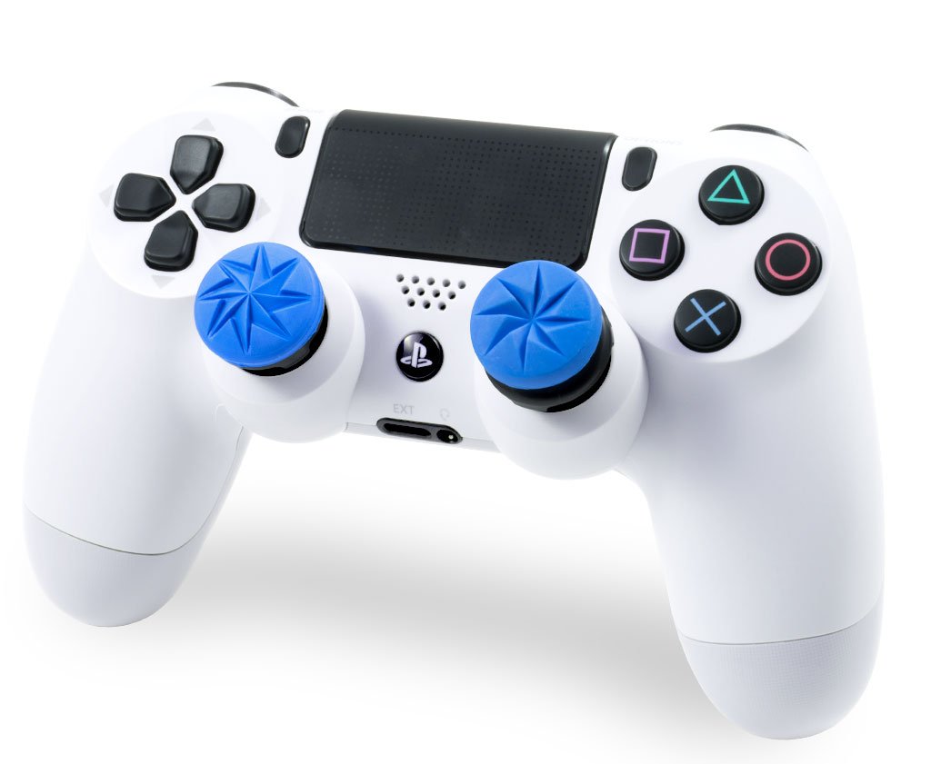 KontrolFreek FPS Freek Edge for PlayStation 4 (PS4) and PlayStation 5 (PS5) | Performance Thumbsticks | 1 High-Rise Convex, 1 Low-Rise Convex | Blue