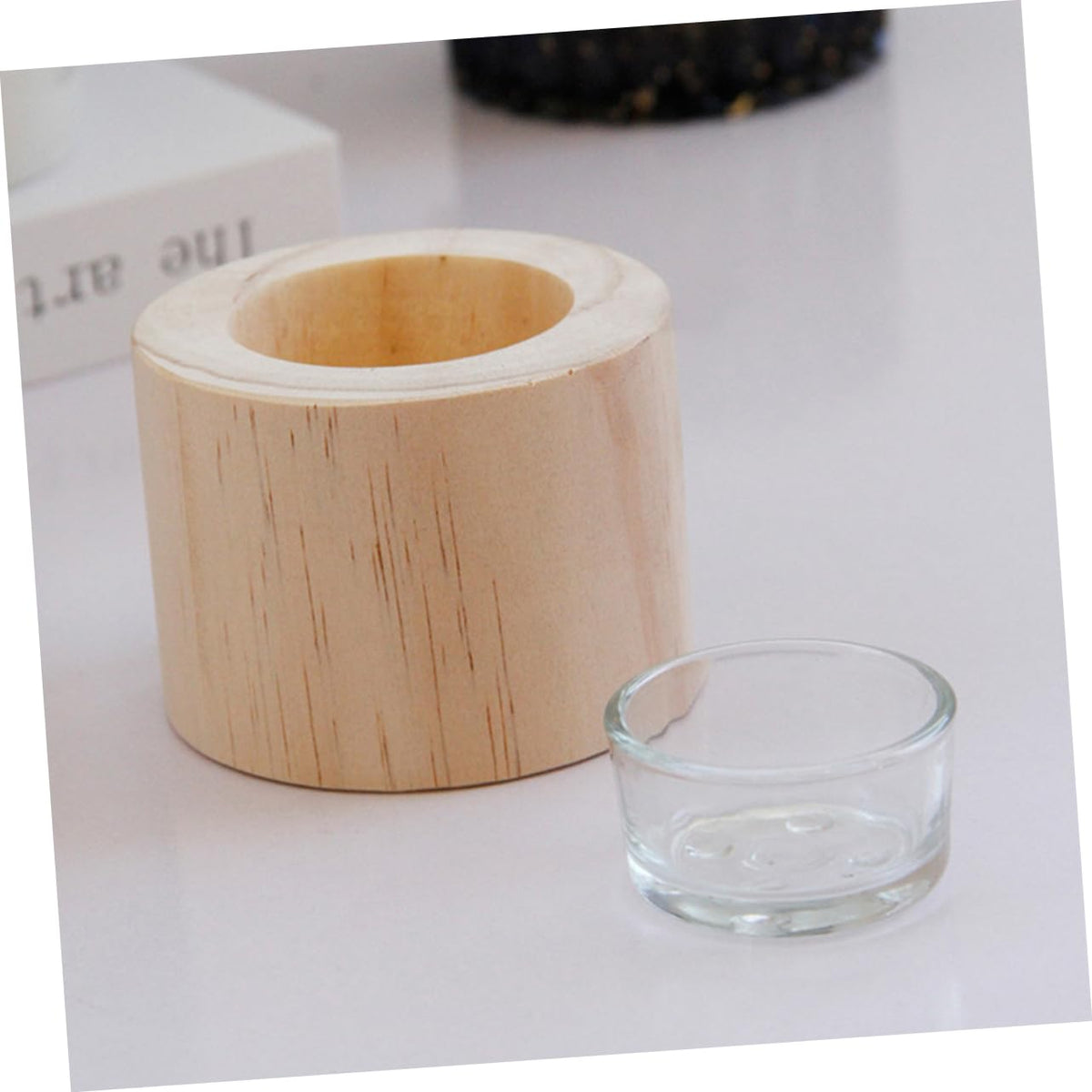 STOBAZA 3pcs Wooden Candle Holder Set Rustic Style Table Candlestick Holders for Dinner Romantic Decor for Weddings Anniversaries Valentine Day and Home Use