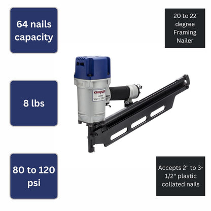 Complete NRH83 20 to 22 Degree Framing Nailer 2" to 3-1/2" without depth adjustment SIM NR83A5 NR83A3 NR83A, suitable for Framing, Decking, Trusses and Sub-Floor