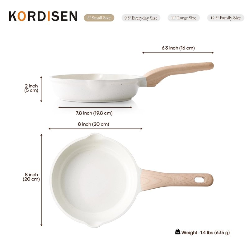 Kordisen Ceramic Non Stick Frying Pans Skillet, 8 Inch Ceramic Small Egg Pan Nonstick for Cooking Non Toxic, Healthy Induction Cookware, Heat Resistant Handle, PFOA & PFAS Free
