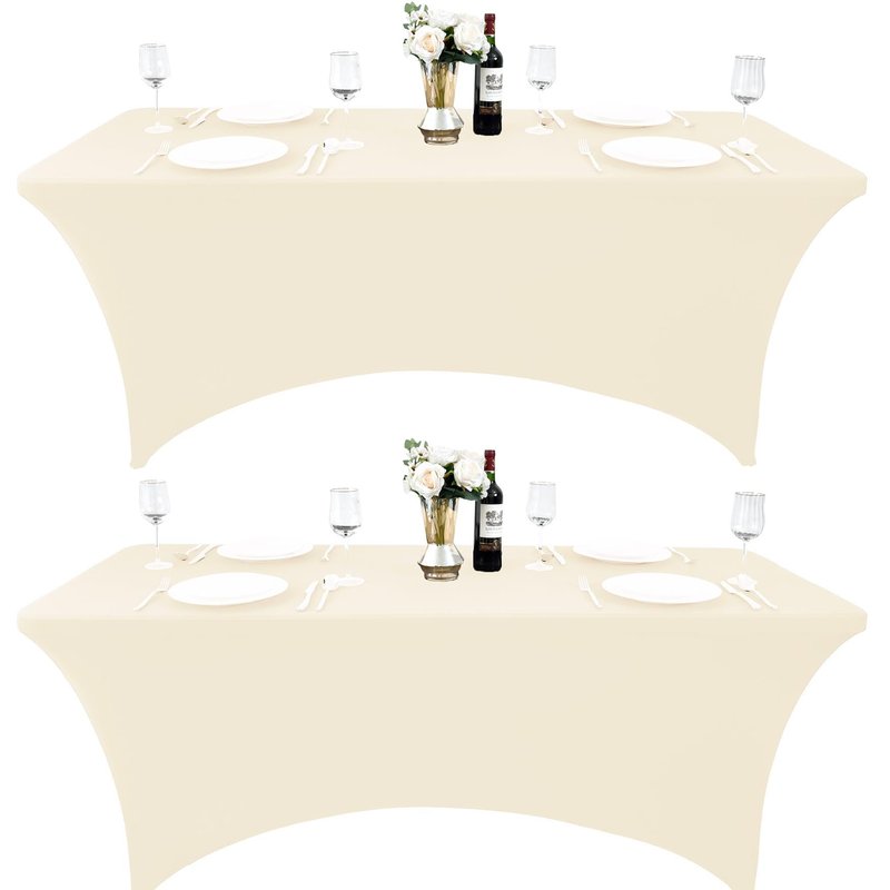 ZarzaaSik 10-Pack 6ft Spandex Table Covers for Rectangle Standard Folding Tables - Wrinkle Resistant Stretch Tablecloths - Ultimate Fitted Table Protector for Parties, Banquet, Wedding