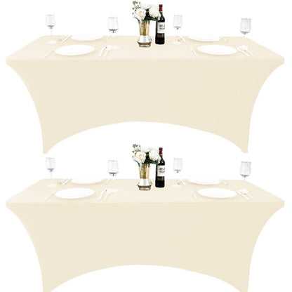 ZarzaaSik 10-Pack 4ft Spandex Table Covers for Rectangular Folding Tables - Wrinkle Resistant Stretch Tight Table Cloths - Fitted Table Protector for Parties, Trade Shows, Banquet, and Wedding