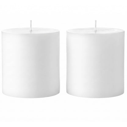 Mister Candle 4" x 4" White Pillar Candles Set of 2 – Unscented, Smokeless, Dripless Handmade Paraffin Wax Candles – Long 80 Hour Burn Time – Decorative Centerpiece & Home Decor Candle Set