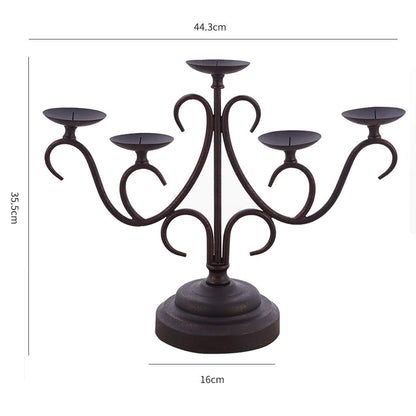 XILIN-1987 Candle Holderss Five-arm Candlestick Metal Pillar Candlestick Wedding Event Candlestick for Candlelight Dinner and Table Decoration (Black, 14 * 17.4 Inches) Decorative Candlestick