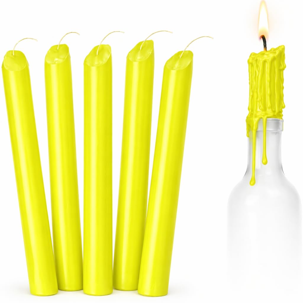 Funny Guy Mugs Solid Color Dripping Candle - Drip Candle Pack of 6 (Yellow)