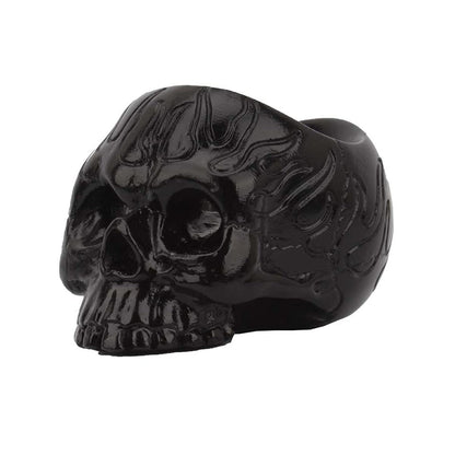 UnionKK Pack of 2 Halloween Decorative Skull Candlestick Holder Resin Skeleton Candle Holder Home Bar Decoration (Black 2PCS)