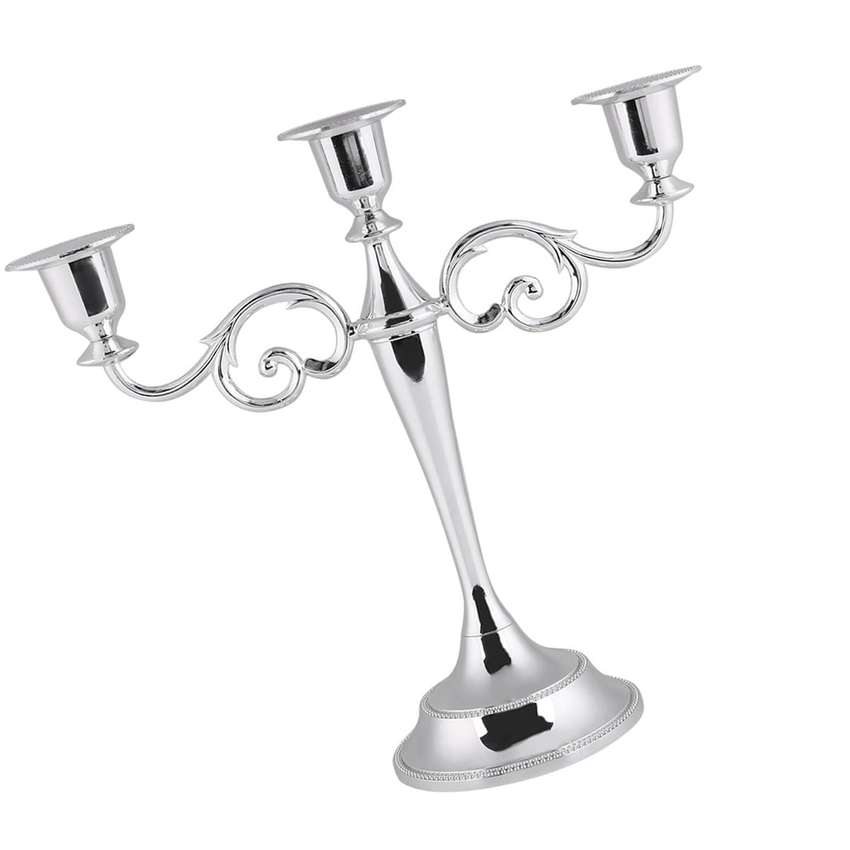 Sonew Premium 3 Arms Metal Candle Holder European Candelabra for Weddings & Home Decor (Silver)