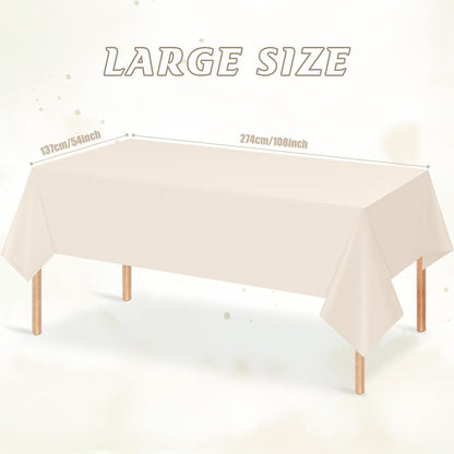 YIDAKO 12Pcs Beige Tablecloths for Rectangle Tables,Disposable Plastic Ivory Table Cloth,Waterproof Cream Table Cover for Birthdays Weddings Anniversary Party Decorations,54 x 108 Inch