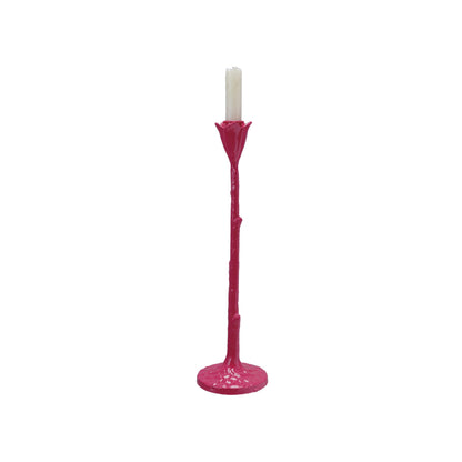 Creative Co-Op Tall Cast Metal Flower Shaped Taper Holder, Pink