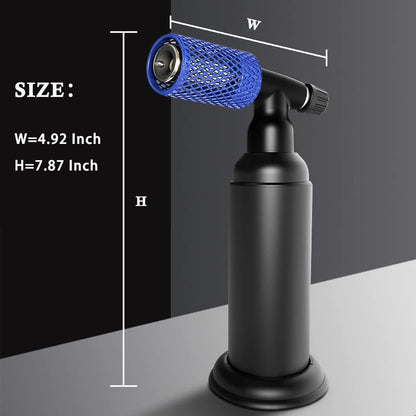 Molgoc Butane Torch with Anti-scalding Device,Stainless Steel Protective Cover,Refillable Kitchen Torch Lighter,Adjustable Flame Guard. (Butane Gas Not Included,Blue)