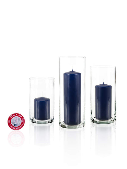 yummi Set of 36 Slim Pillars and Cylinder Vases - Navy Blue