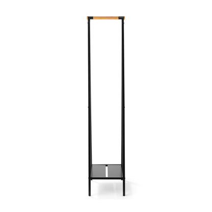 Brabantia - Linn Clothes Rack, Compact - Free Standing Clothing Rail - Clothes Storage - Hang, Air, or Dry Clothes - Sturdy Steel Frame & Bamboo Rod - 19 x 13 x 67 inches - Black