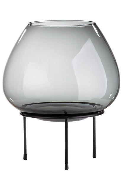GILDE Vitu Glass Lantern – Black – Height 38 cm x Diameter 32 cm – Candle Holder