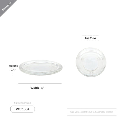 WGV Tea Light Votive Candle Holder Plate 4" W, Clear Flat Plate Glass, Small Home Accent Decor, 1 Pc