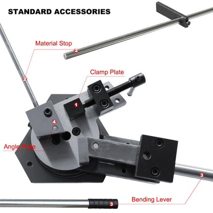 KAKA INDUSTRIAL Flat Bar Bender,Zinc-Plated Mold for Anti-Rust & Smooth Finish, Bends Flat Steel (1.18"x0.394"), Round Steel (0.59"), Square Steel (0.511"), Scroll, Radius, Angle SBG-40