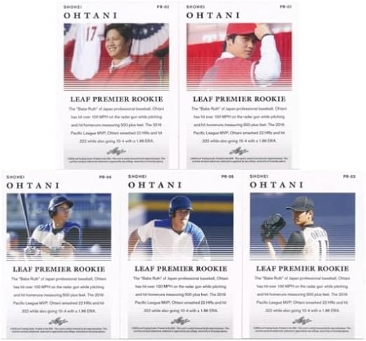 SHOHEI OHTANI 2018 Leaf Premier Rookie EXCLUSIVE FIVE(5) Card ROOKIE Set Los Angeles Dodgers! Special Limited Edition MINT ROOKIE Set of Japan’s Babe Ruth! Shipped in Ultra Pro Top Loaders!