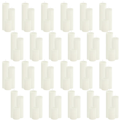 Trxvxo 72 Pcs White Pillar Candles Bulk Set: 2 x 3/6/8 Inch (24 Each), Dripless Unscented Smokeless Hurricane Candles for Creating Warm Elegant Atmosphere at Weddings, Parties and Events.