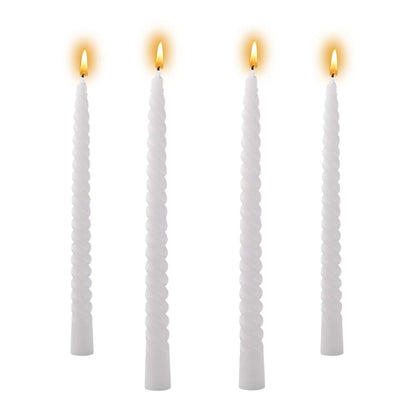4 Pack 10Inch Spiral Taper Candles for Wedding,Birthday Party,Christmas and Spring Home Decoration, Kitchen Twisted Candlesticks for Dinner Halloween,Thanksgivingg (4, White, 10 in)