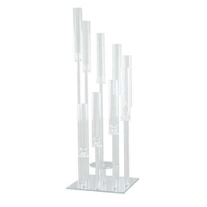 Efavormart 48" Crystal 9-Arm Cluster Glass Candelabra Floral Pedestal Stand, Square Hurricane Taper Candle Holder Stand