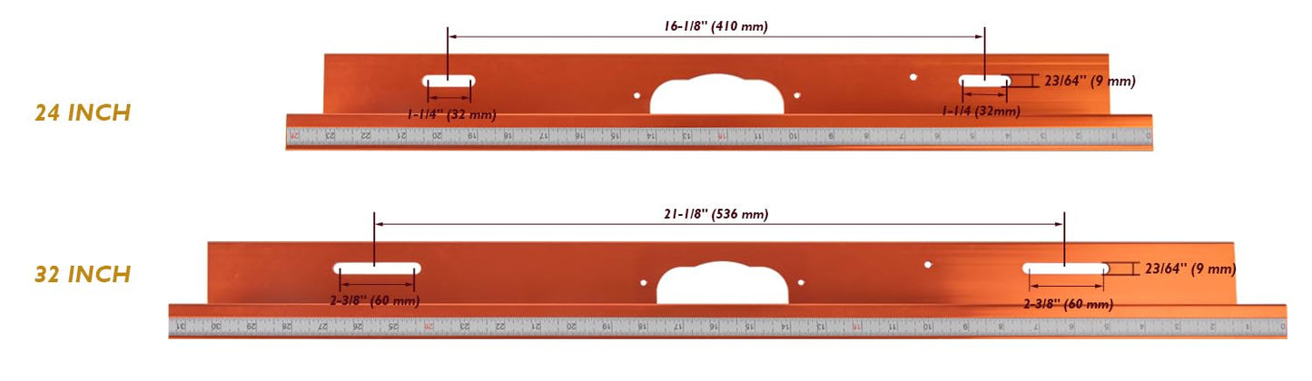 O'SKOOL 32 Inches Long Router Table Fence System with Feather Board, Bit Guard, Adjustable Stop and Dust Port