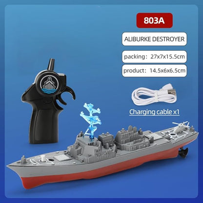 Remote Control Warship RC Military Battleship 2.4GHz Remote Control Boat for Lakes and Rivers RC Armed Ticonderoga Class Cruiser Model with Low Battery Reminder for Adults HC-803