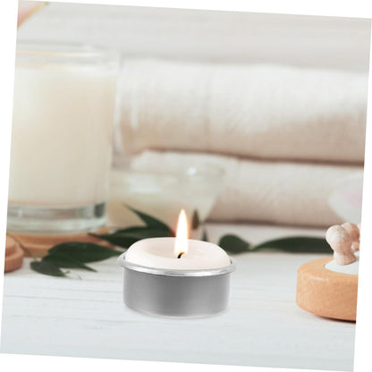 Housoutil 15pcs Metal Candle Cups Minimalist Tea Light Tins Decorative Candle Holders for DIY Projects Home Decor Aromatherapy