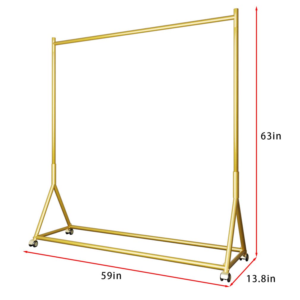 DR.IRON Modern Gold Clothing Racks Rolling Clothes Rack for Hanging Clothes Heavy Duty Metal Garment Rack Perfect for Home or Cloth Store(Gold)