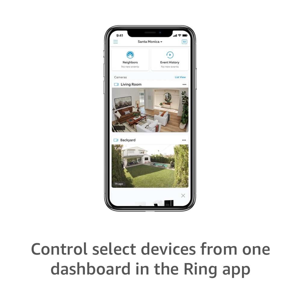 Ring Outdoor Cam (Stick Up Cam) | Weather-Resistant Outdoor Camera, Live View, Color Night Vision, Two-Way Talk, Motion alerts, Works with Alexa | White