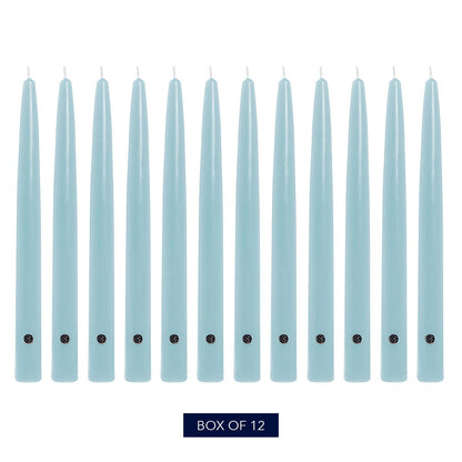 Colonial Candle Unscented Taper Candle, Handipt Collection, Coastal Blue, 12 in, Pack of 12 - Up to 10 Hours Burn