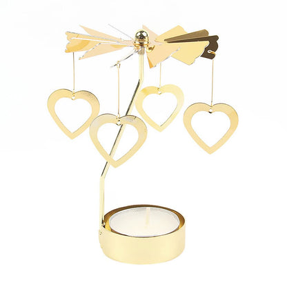 Eforcase Rotary Candle Holder, Gold Love Tea Lights Candle Holder, Spinning Candlestick Ornament for Wedding Party Christmas Home Decoration