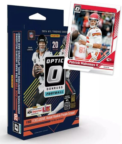 2024 Donruss Optic NFL Football Trading Cards Hanger Box (Purple Scope) 20 Cards