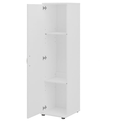 Bush Business Furniture Universal Tall Narrow Storage Cabinet with Door and Shelves in White