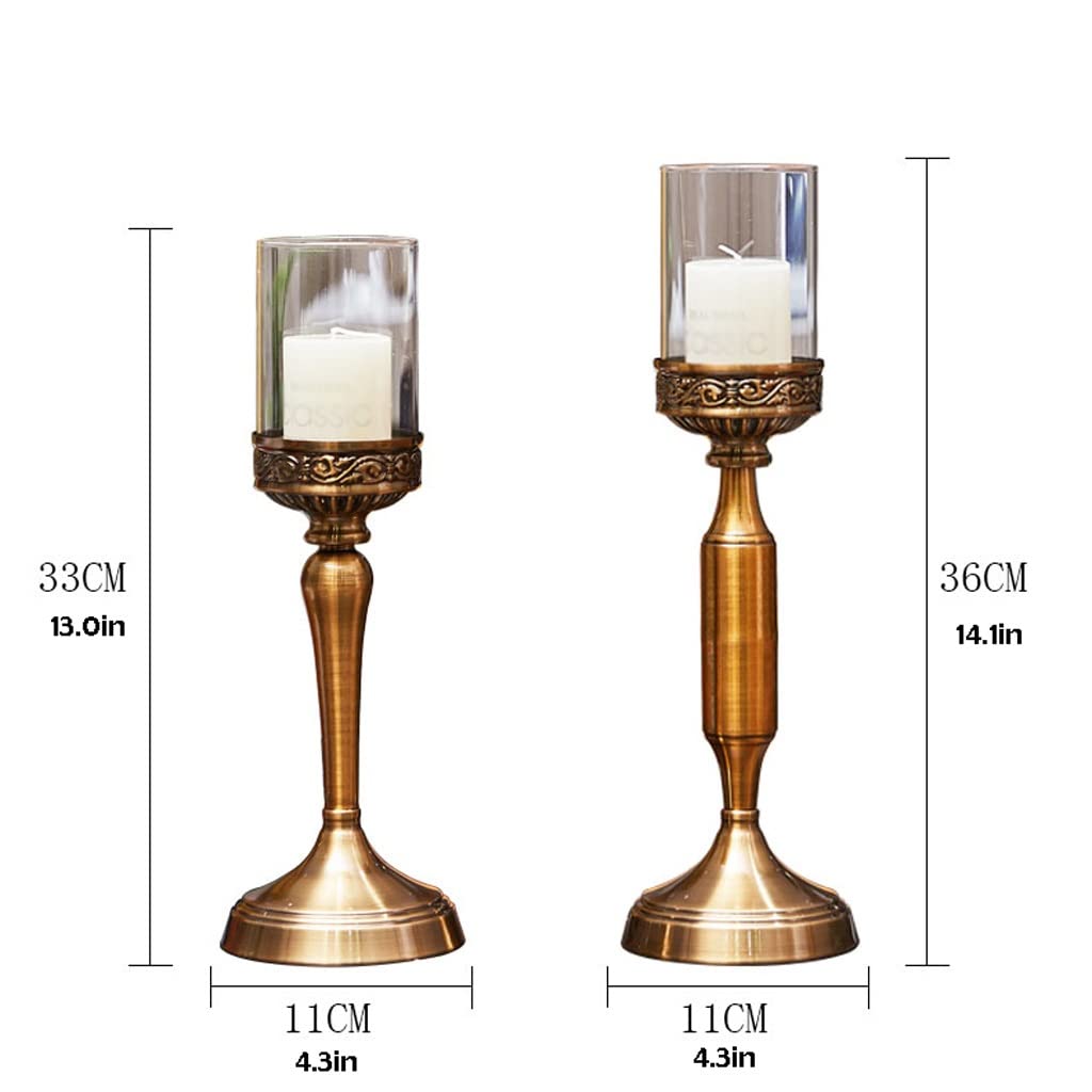 UWYTGF Candle Stands European-Style Candlestick Ornaments Luxury Candle Holder Wedding Wedding Props Romantic Candlelight Dinner Jewelry Candlestick Holder for Candlelight Dinne,One Color,Brass