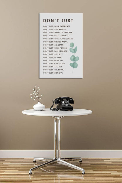 Inspirational Wall Art Don't Just Quote Motivational Poster Learning And Growth Inspiring Positive Canvas Painting Prints Wall Pictures for Living Room Office Home Decor Framed Artwork [12''W x 18''H]