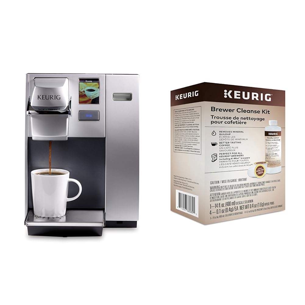 Keurig K155 Office Pro Single Cup Commercial K-Cup Pod Coffee Maker & Brewer Cleanse Kit For Maintenance Includes Descaling Solution & Rinse Pods