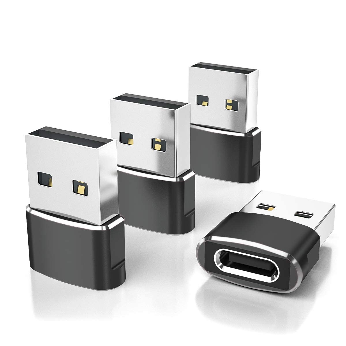 Elebase USB to USB C Adapter 4Pack,USBC Female to A Male Car Charger,Type C Converter Adaptor for iPhone 17 16 Pro Max 15 14 13 12 Plus,Apple Watch iWatch 11 10 Se Ultra 3,iPad Air,Samsung Galaxy S25