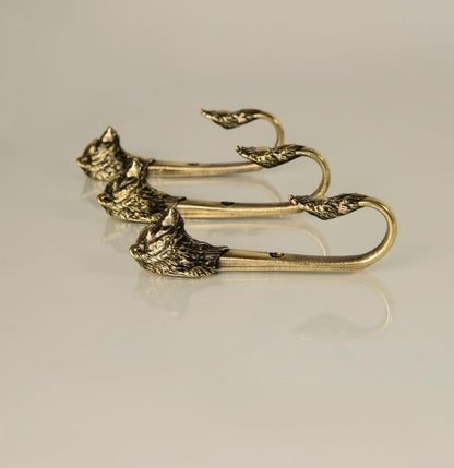 TUTURA LUTSS Bear (Paw) Decorative Hanging Brass Metal Wall Hook. Handmade. for Living Room Bathroom Badroom Kids Room. Rack Hangers. Home Interior Design