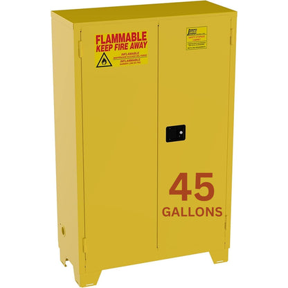 Jamco 45 Gallon Flammable Safety Cabinet, Steel Flammable Storage Cabinet with Lockable Manual Closing Doors, Forkliftable, 43" x 18" x 70", Yellow